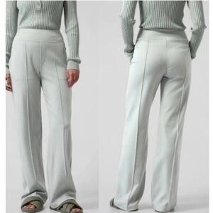 Athleta Pants Womens Eastbound Straight Pleat Seamed Front Travel Costal Grey 6